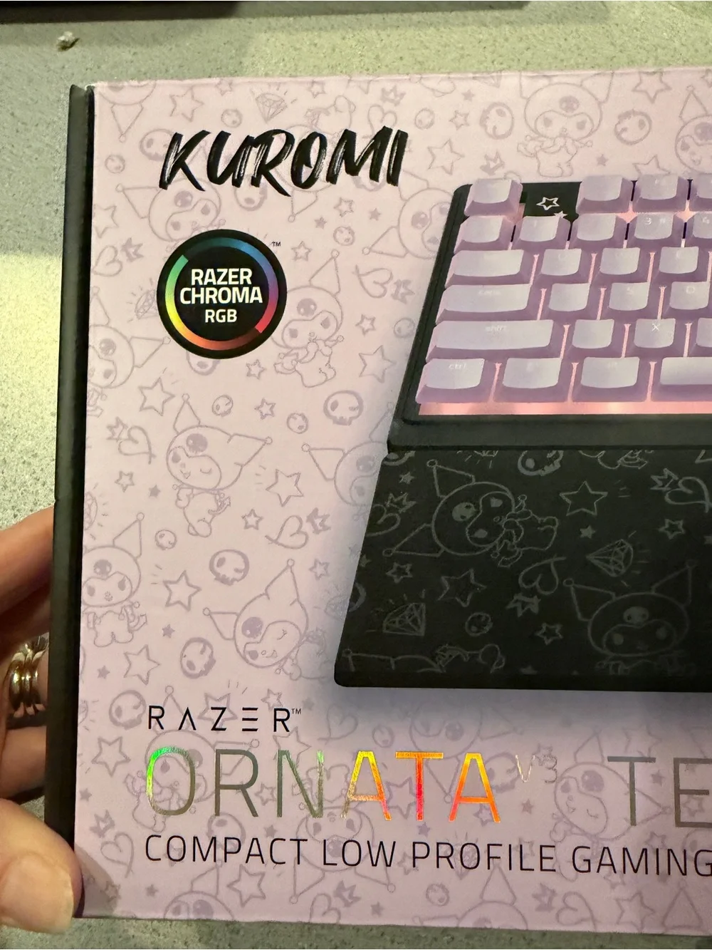 New Razer Chroma RGB Ornata V3 Tenkeyless Kuromi Hello Kitty Keyboard Backlit